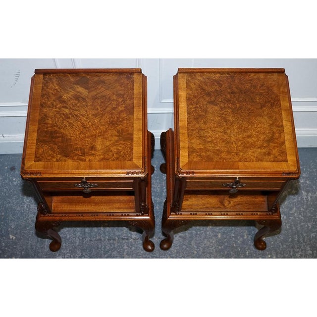 Antique Art Deco Queen Anne Bedside Tables, 1920s, Set of 2 For Sale - Image 9 of 18