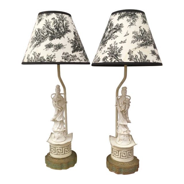 Vintage Porcelain Lamps - A Pair For Sale