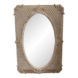 Vintage French Rococo-Style Shabby Chic Metal Mirror For Sale