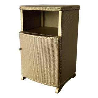 Vintage Bedside Cabinet in Champagne Gold Woven Fibre from Lloyd Loom, 1940s For Sale