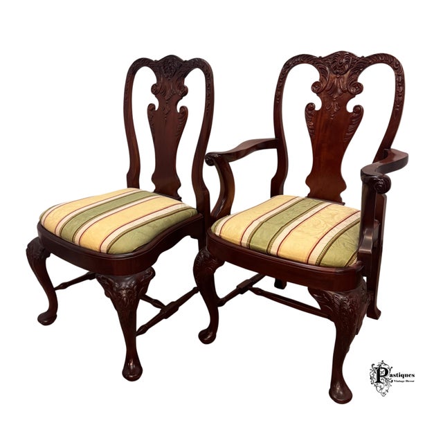 Brown Vintage Chippendale Style Mahogany Dining Chairs - Set of 6 For Sale - Image 8 of 10