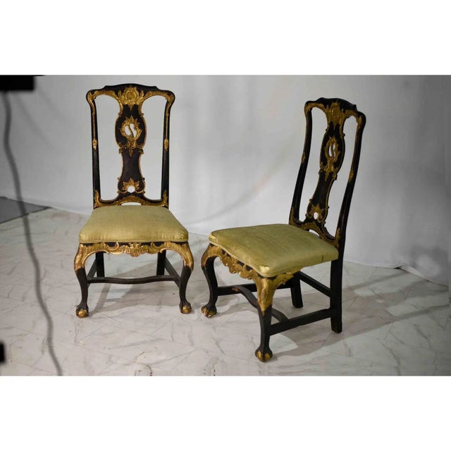 19th Century Antique Giltwood French Chairs Clawfoot Silk Upholstery - A Pair For Sale - Image 4 of 12