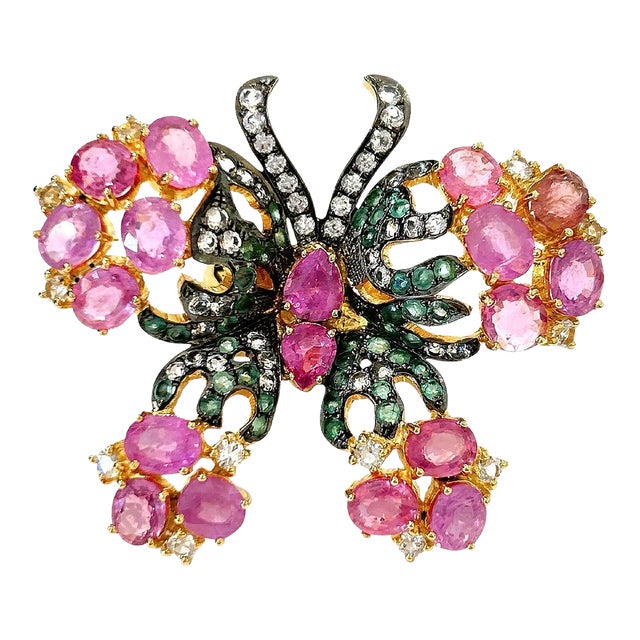 Bochic “Orient” Opal, Multi Sapphires & Ruby Ring Set in 18k Gold & Silver Size 5.5 For Sale