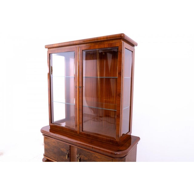 Wood Vintage Art Deco Display Cabinet, Poland, 1930 For Sale - Image 7 of 12