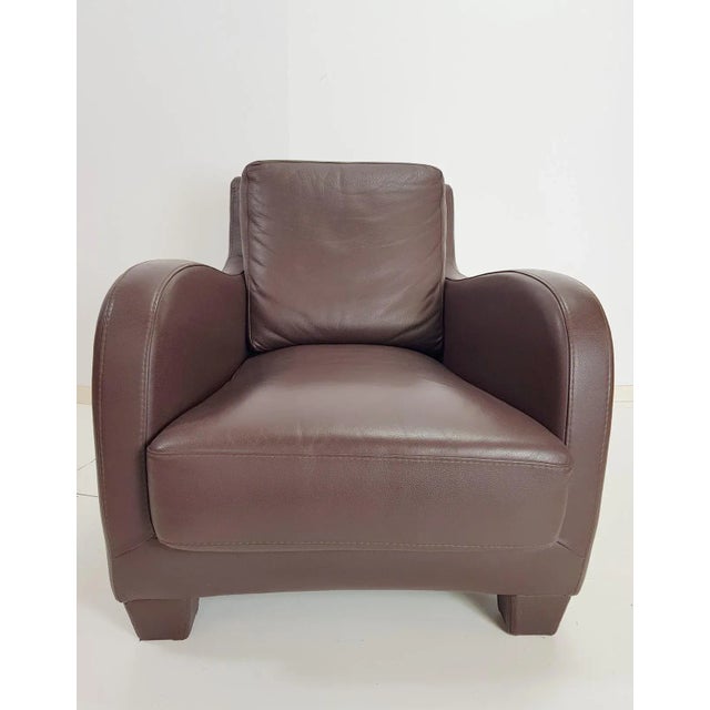 Wood Italian Modern Brown Leather Armchair from Musa Design, 2000s For Sale - Image 7 of 14