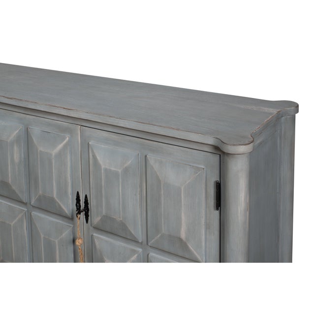 Wood Swedish Style Faceted Sideboard in Antique Gray - 79" For Sale - Image 7 of 10