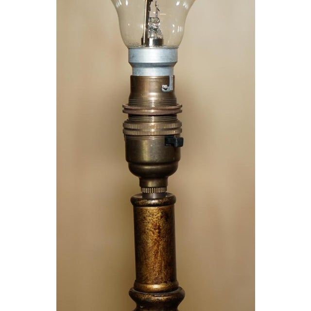 Hand Carved Pillared Table Lamp with Marble Sphere in the Base Bronzed Fittings, 1960s For Sale - Image 11 of 13
