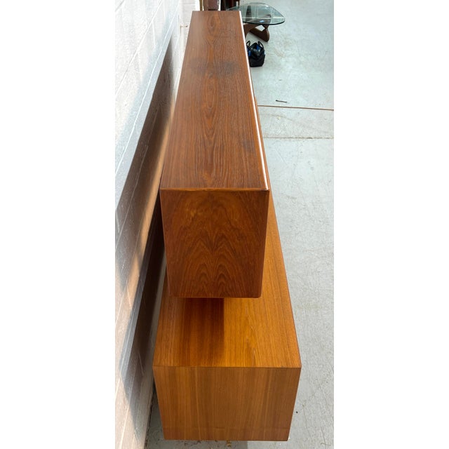Danish Mid-Century Modern Teak Server W/ Glass Top Hutch For Sale - Image 10 of 18
