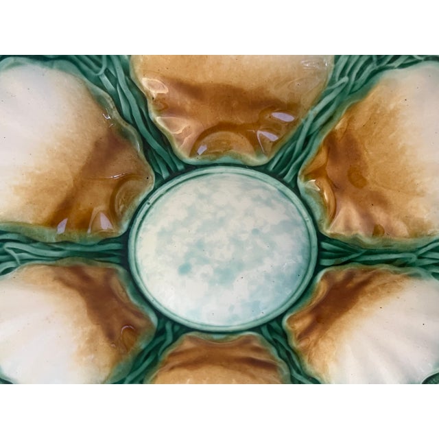 Ceramic Salins French Majolica Oyster Plate, c.1890 For Sale - Image 7 of 8