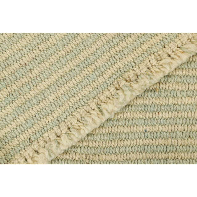 Textile Rug & Kilim’s Contemporary Kilim in Cream White and Blue Textural Stripes For Sale - Image 7 of 7