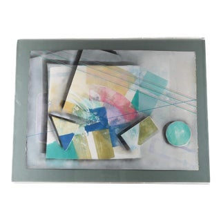 Framed Lucite Case Mixed Media Abstract Signed by Dennis Frings For Sale