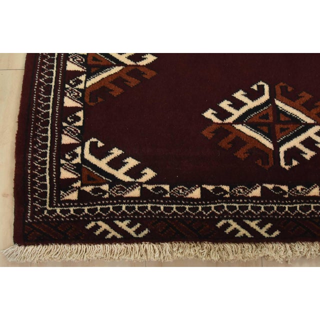 Textile Turkmen Rug 2’10” X 4’1” Red Wool Vintage Tribal Hand-Knotted Oriental Carpet For Sale - Image 7 of 9