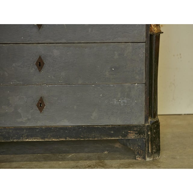 French Empire 19th Century Painted Wood Four-Drawer Commode with Gilt Busts For Sale - Image 9 of 12