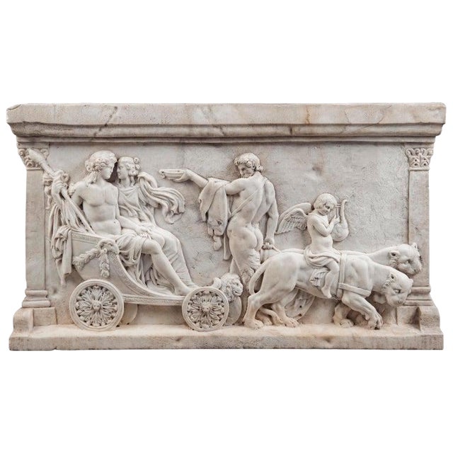 Marble Hand-Carved Relief of Triumph of Bacchus For Sale