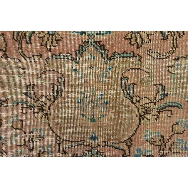 Tabriz Rug 9’7” X 12’4” Pink Wool Vintage Distressed Hand-Knotted Carpet For Sale - Image 11 of 15