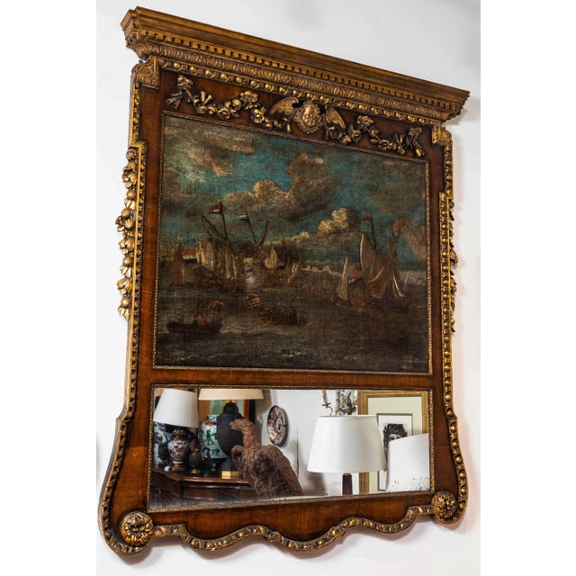 English 18th Century, English Trumeau Mirror with Oil Painting For Sale - Image 3 of 10
