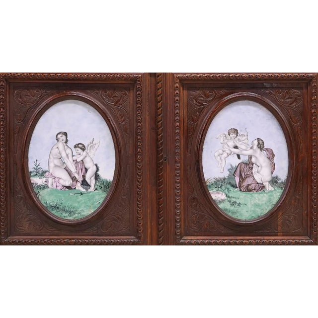 19th Century 'S Antique French Henri II Carved China Cabinet, Porcelain, Buffet Deux Corps!! For Sale - Image 4 of 7