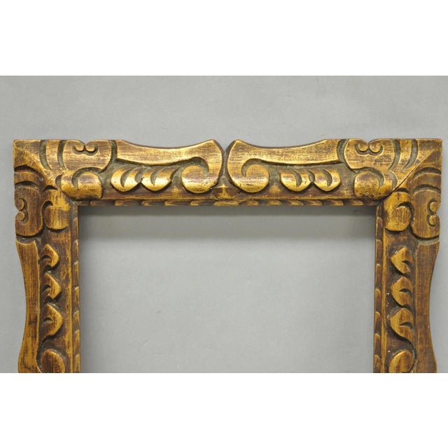 Hollywood Regency Vintage Italian Hollywood Regency Gold Gilt Wood Art Picture Frame 18.25 X 15.5 For Sale - Image 3 of 13