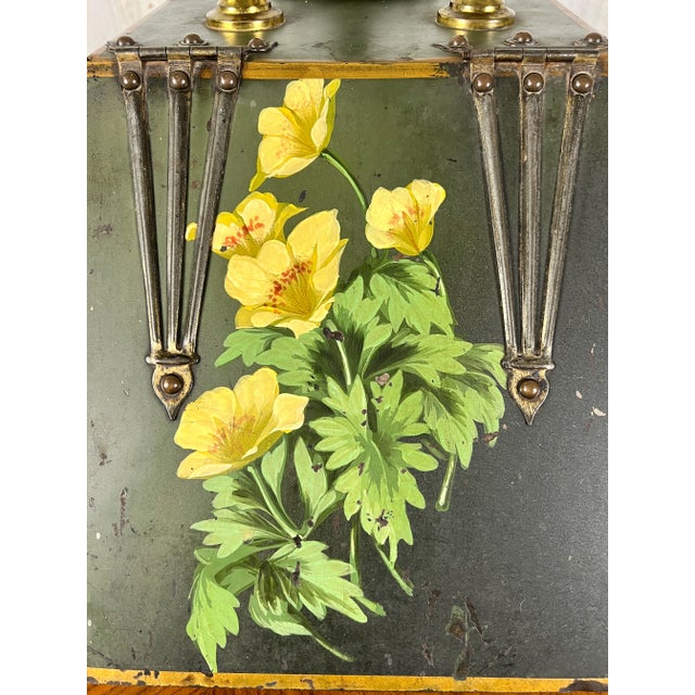 Metal Early 20th Century Tole Painted Coal Box For Sale - Image 7 of 13