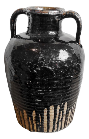 Vintage Black Ceramic Wine Jug
