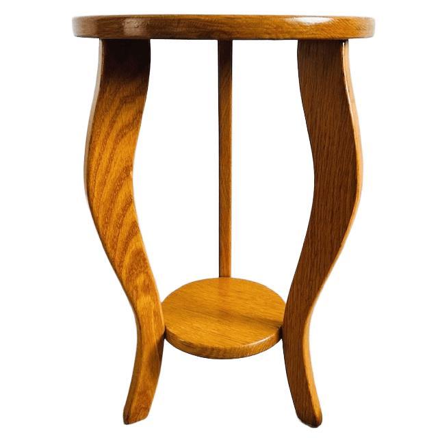 Beautiful vintage high plant table made of solid pine from the 1960s. It looks great with a large flowerpot. The side...