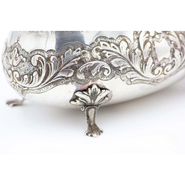 Silver Bowls with Plant Reliefs, Acorn-Shaped Lid Handle and Cut-Out Feet For Sale - Image 3 of 6