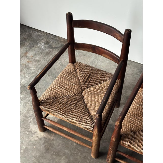 Rustic Pine Hearth Armchairs, France, Mid-20th Century — Set of Four For Sale - Image 13 of 18