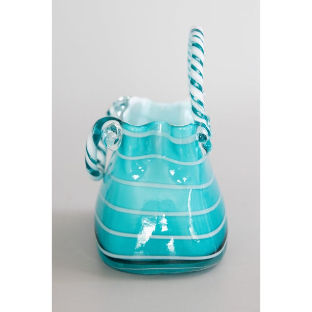 Mid 20th Century Mid-Century Murano Turquoise Art Glass Purse Handbag Vase For Sale - Image 5 of 10