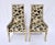 Classic French Directoire style swag arm chairs with Sliver leaf accents in fine cut velvet on linen ground upholstery....