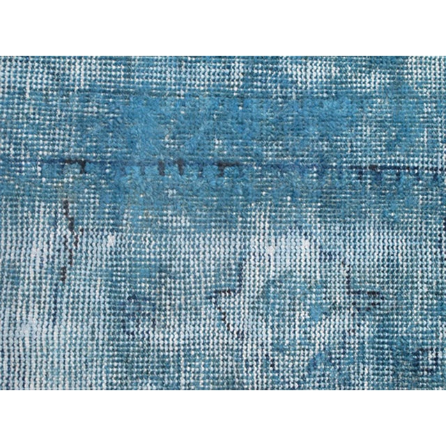 Transitional Early 20th Century Blue and Ivory Antique Oushak Rug Overdyed With Classical Design/Composition For Sale - Image 3 of 10