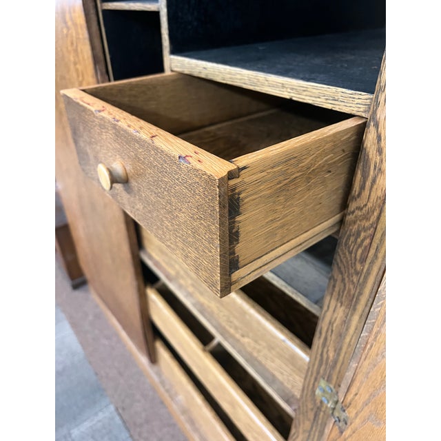 Wood Early 1900's Tiger Oak Pigeon Hole Cabinet Pantry For Sale - Image 7 of 12