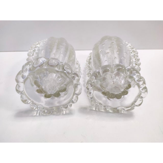 Transparent Bullicante Murano Glass Vases by Ercole Barovier, 1930s, Set of 2 For Sale - Image 4 of 10