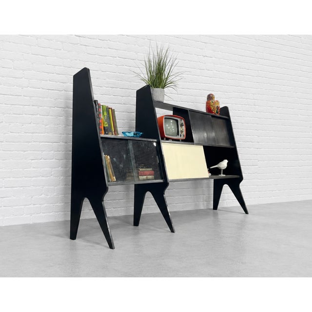 Italian Mid Century Modern Extra-Long Wall Unit in Black Lacquer — Gio Ponti Inspired For Sale - Image 13 of 14