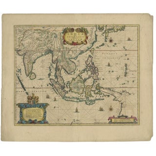 Antique Map of the East Indies attributed to Janssonius, 1644 For Sale