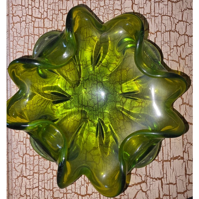 Mid 20th Century Vintage Murano Glass Bowl Barovier Toso Flower Console Dish For Sale - Image 5 of 5