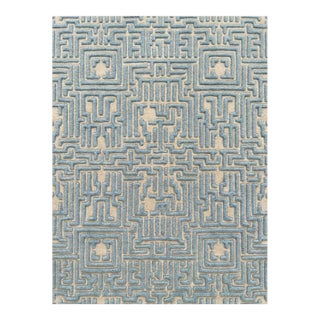Theseus Hand-Tufted Maze Rug, Sky Blue, 6x9 For Sale