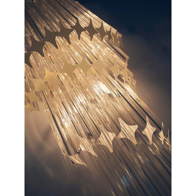1960s Gilt-Brass & Crystal Chandelier by Paolo Venini for Camer, 1960s For Sale - Image 5 of 8