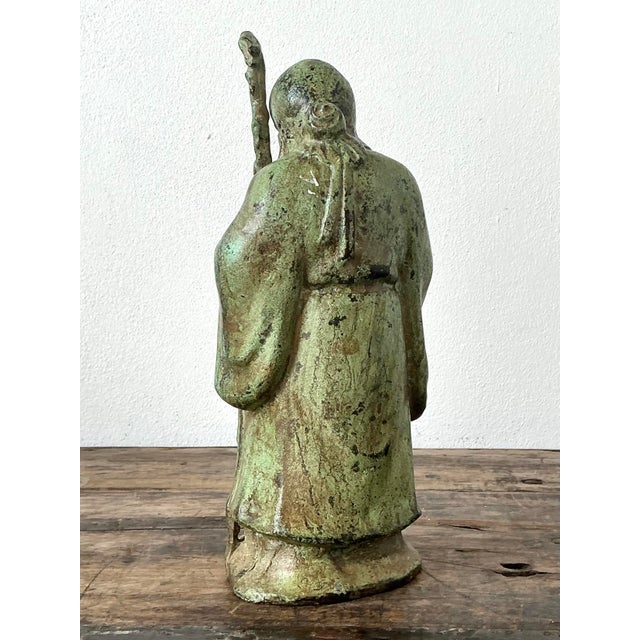 Mid 20th Century Vintage Asian Patinated Bronze Character For Sale - Image 5 of 12