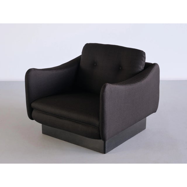 Black Wool & Wood Armchair by Michel Mortier for Steiner, France, 1963 For Sale - Image 12 of 13