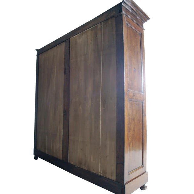 Large 19th Century Neoclassical Solid Walnut Cabinet For Sale - Image 9 of 10