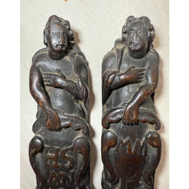 Pair Antique 1700's Hand Carved Wood Architectural Salvage Lady Sculpture Statue For Sale - Image 14 of 14