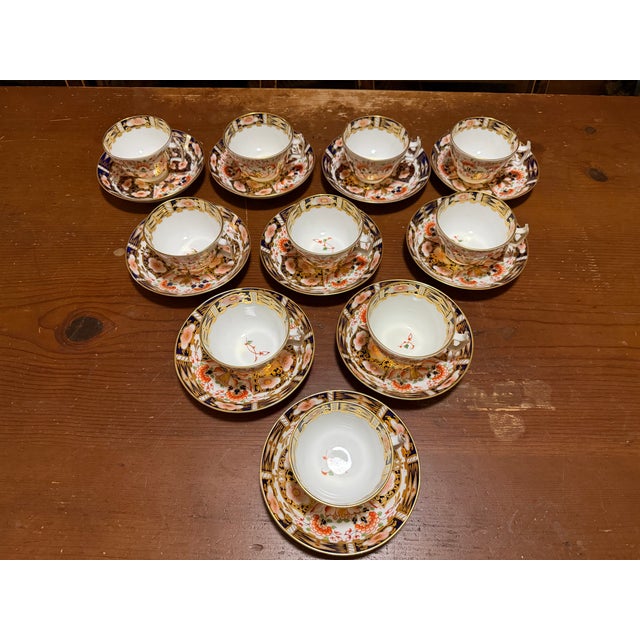 1860s Royal Crown Derby Imari Pattern Cups and Saucers by Stevenson & Hancock - Set of 10 For Sale - Image 14 of 18