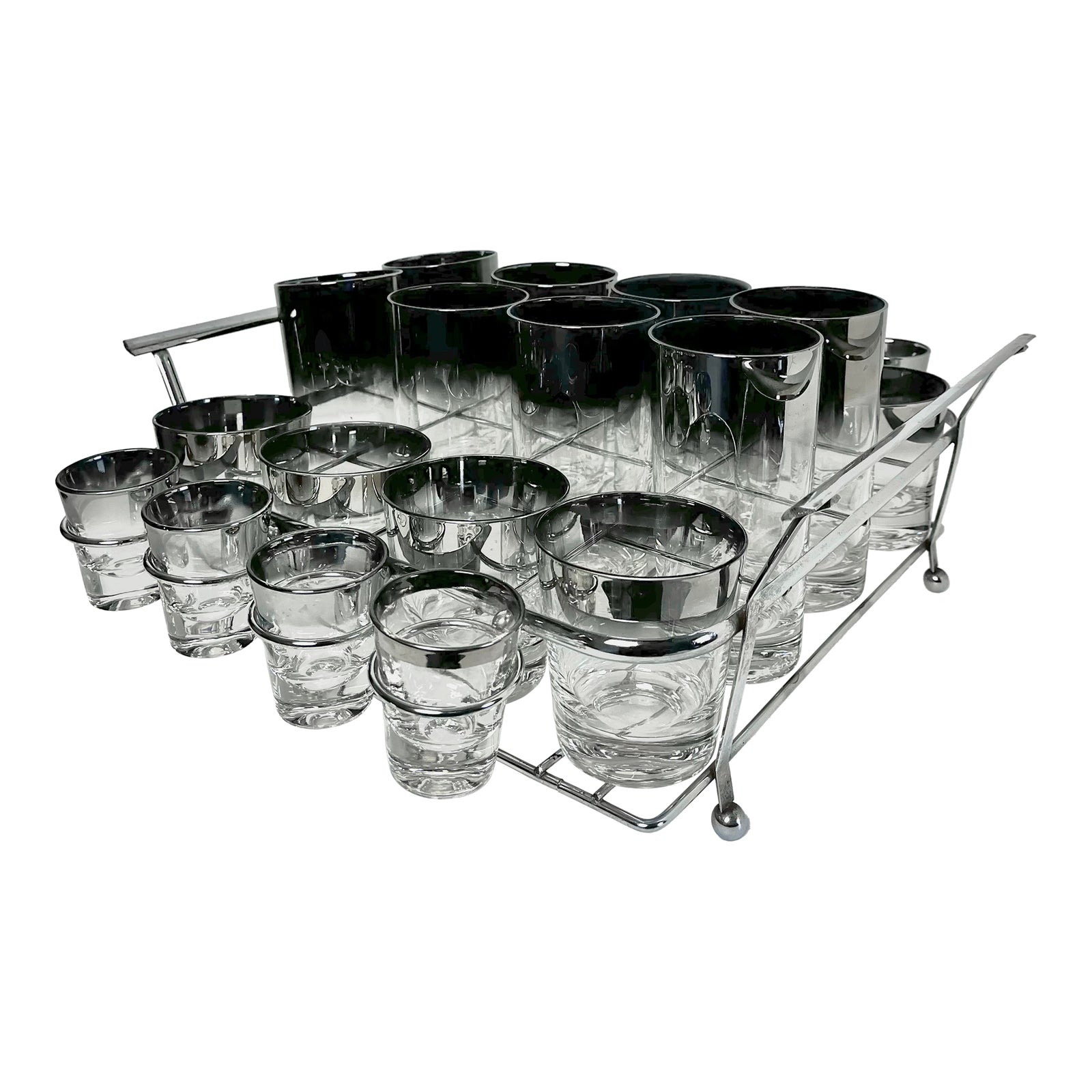 Vintage Glassware Set With Caddy | by Queens Lusterware | Chairish