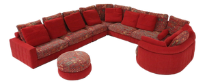 Modular Sofa in Red and Patterned Upholstery from Roche Bobois, France, 1980s