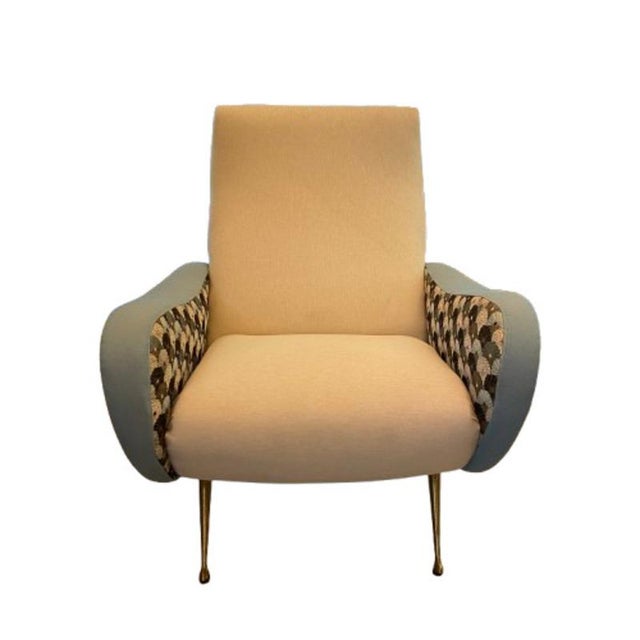 Mid-Century Modern Lady Lounge Chairs in Fabric and Metal, Set of 2 For Sale - Image 3 of 6