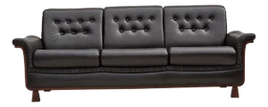 Scandinavian 3-Seater Sofa in Furniture Leather, Teak Wood Legs & Bent Wood, 1970s