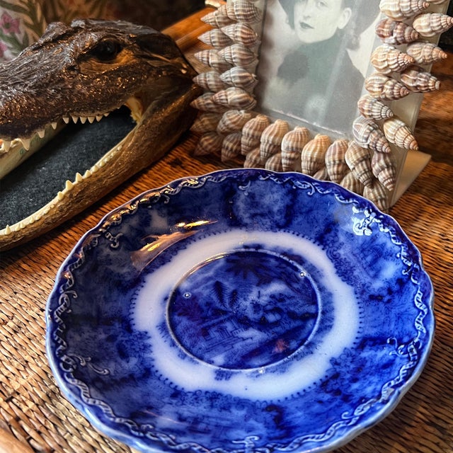 Petite Flow Blue Transferware Plate, New Wharf Pottery England, 19th Century For Sale In Oklahoma City - Image 6 of 6