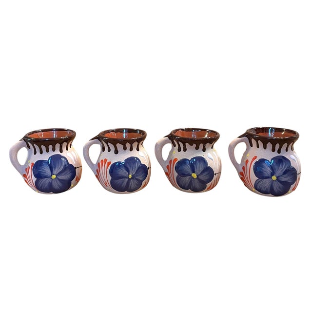 Jarro De Barro • Terra Cotta Clay Pottery Art • Pitcher • Set of 4 Cups For Sale - Image 9 of 13