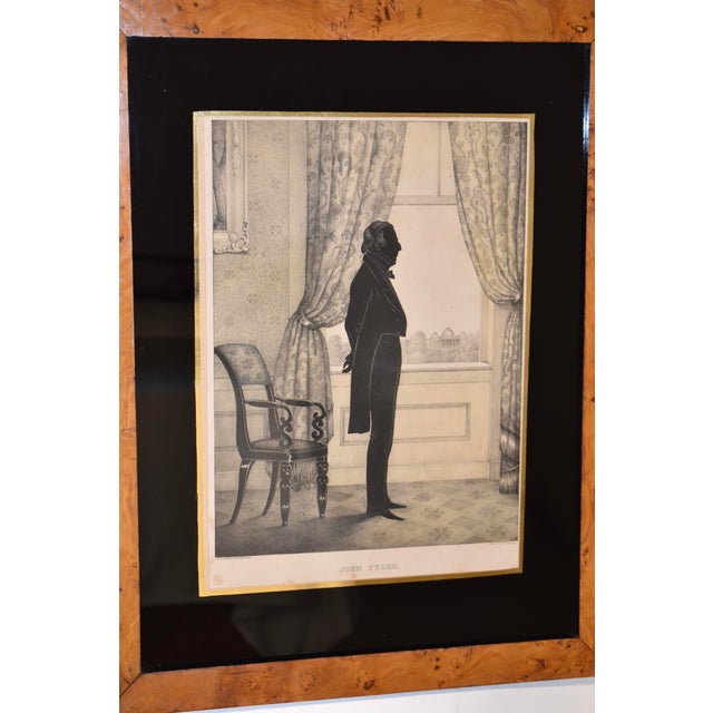 Mid 19th Century 19th Century Burl Framed Lithograph of John Tyler For Sale - Image 5 of 7