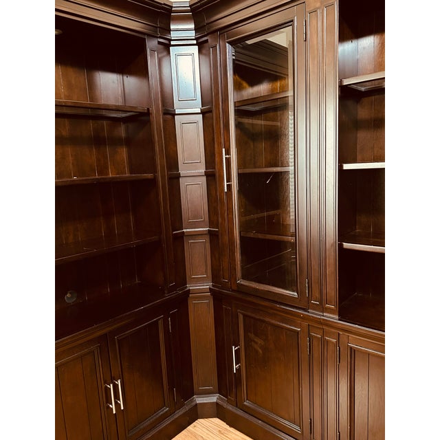 2010s Executive Solid Wood Corner Library Wall Unit (4 Separate Sections) For Sale - Image 5 of 6